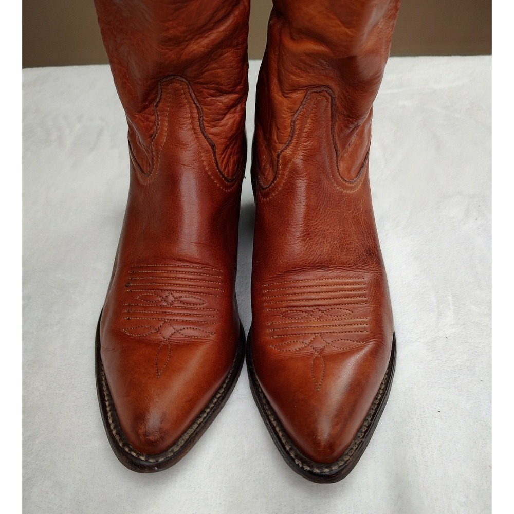 Tony Lama 1012 L Womens Cognac Brown Leather Western Cowboy Boots Size 6 M - Picture 4 of 15